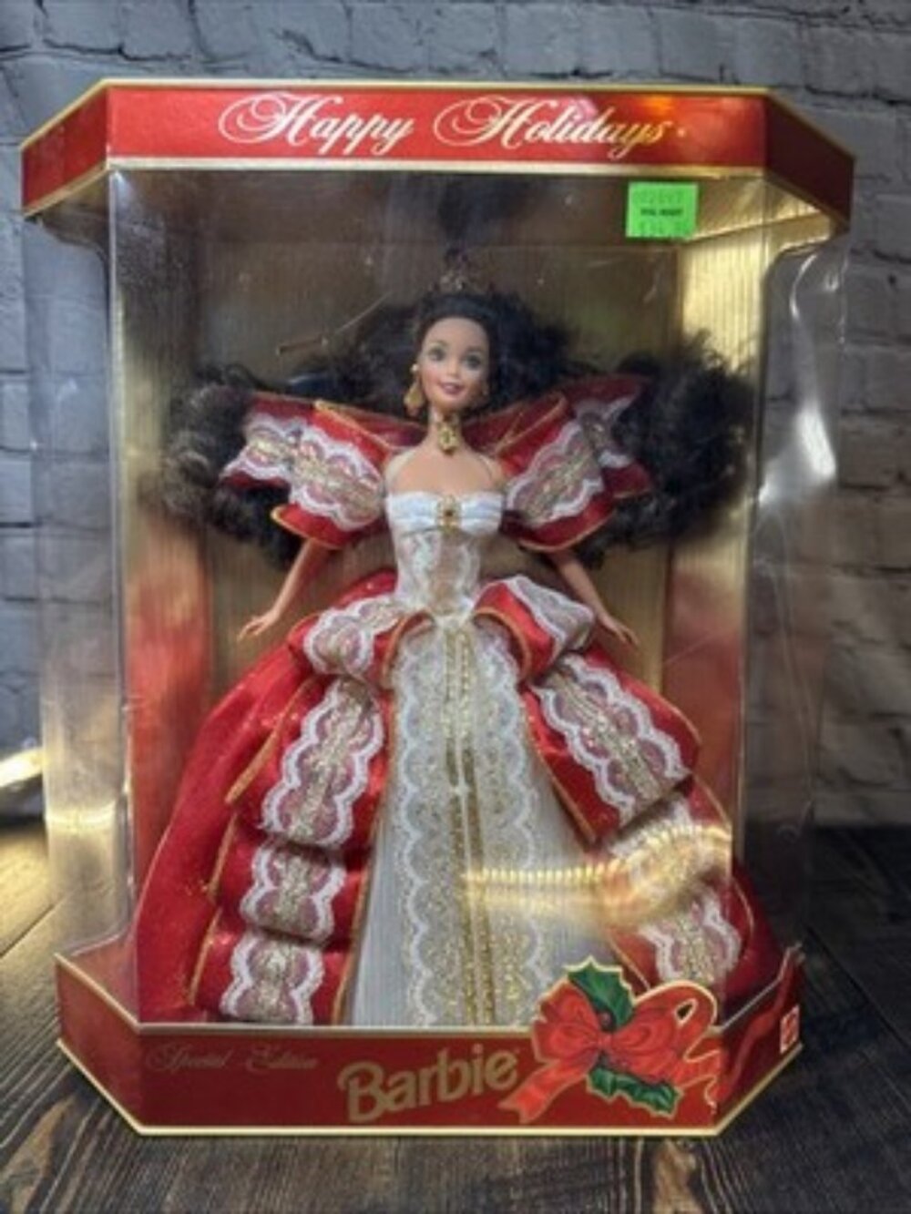 1997 Misprint Green Eye Doll, Blue Eyes Box Happy Holiday Barbie Special Edition